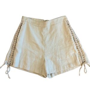 Tan Mini Shorts with Ties on the Sides